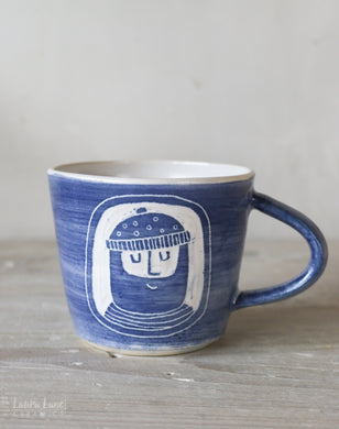 Laura Lane blue and white fisherman mug- striped tee