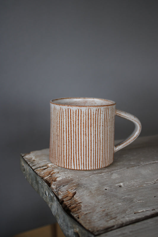 White textured mug