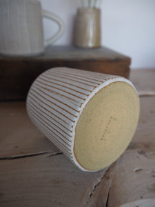 White textured mug