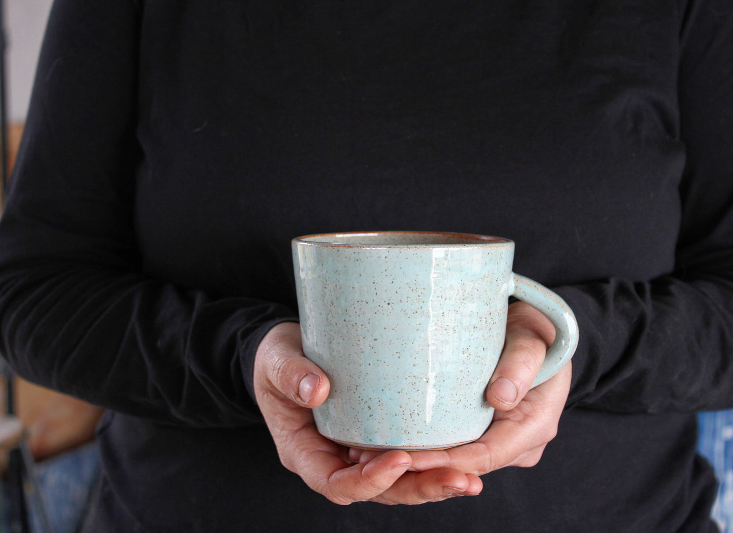 Turquoise Speckled Stoneware Mug