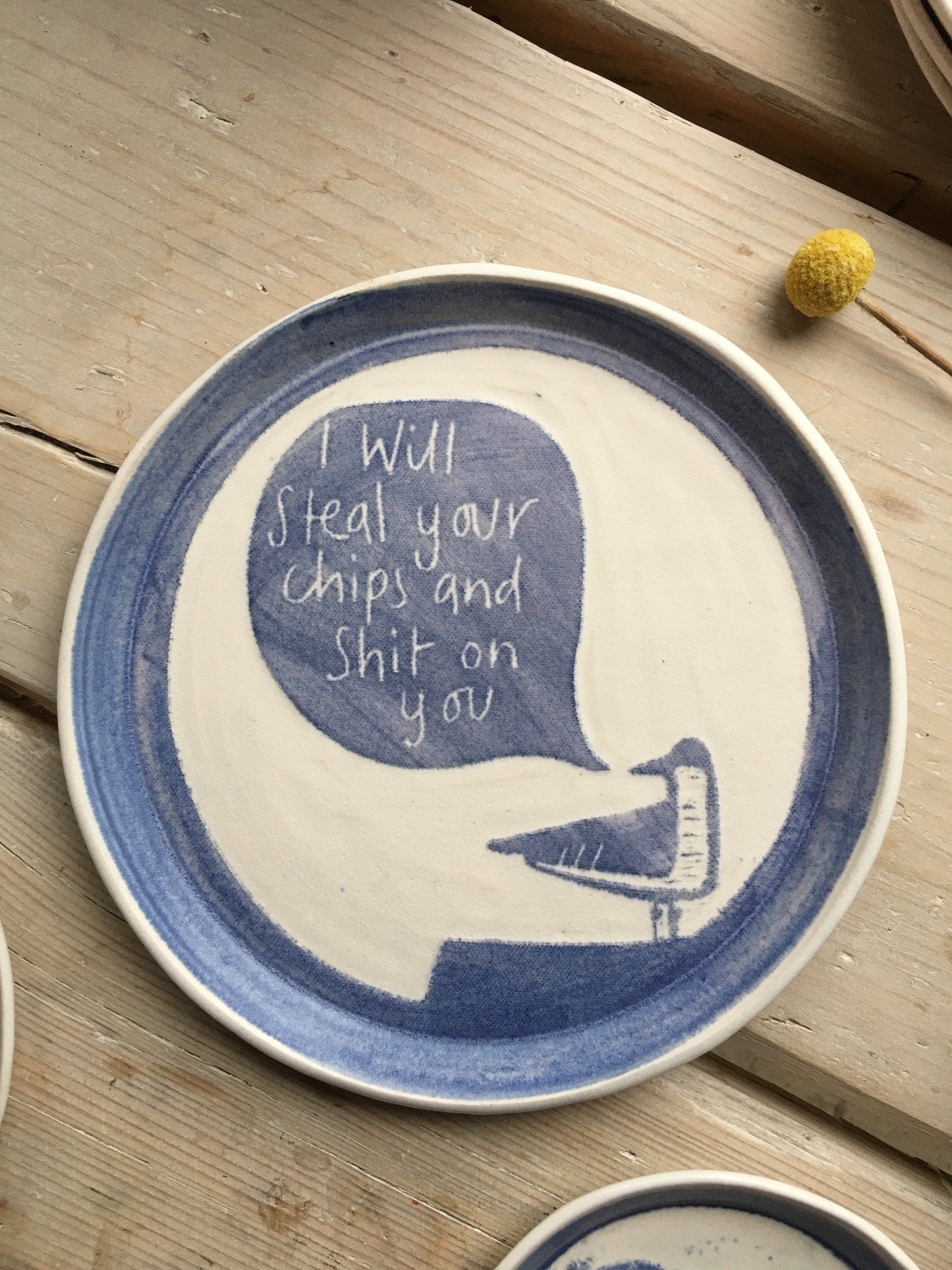 “I will steal your chips and shit on you”  plate