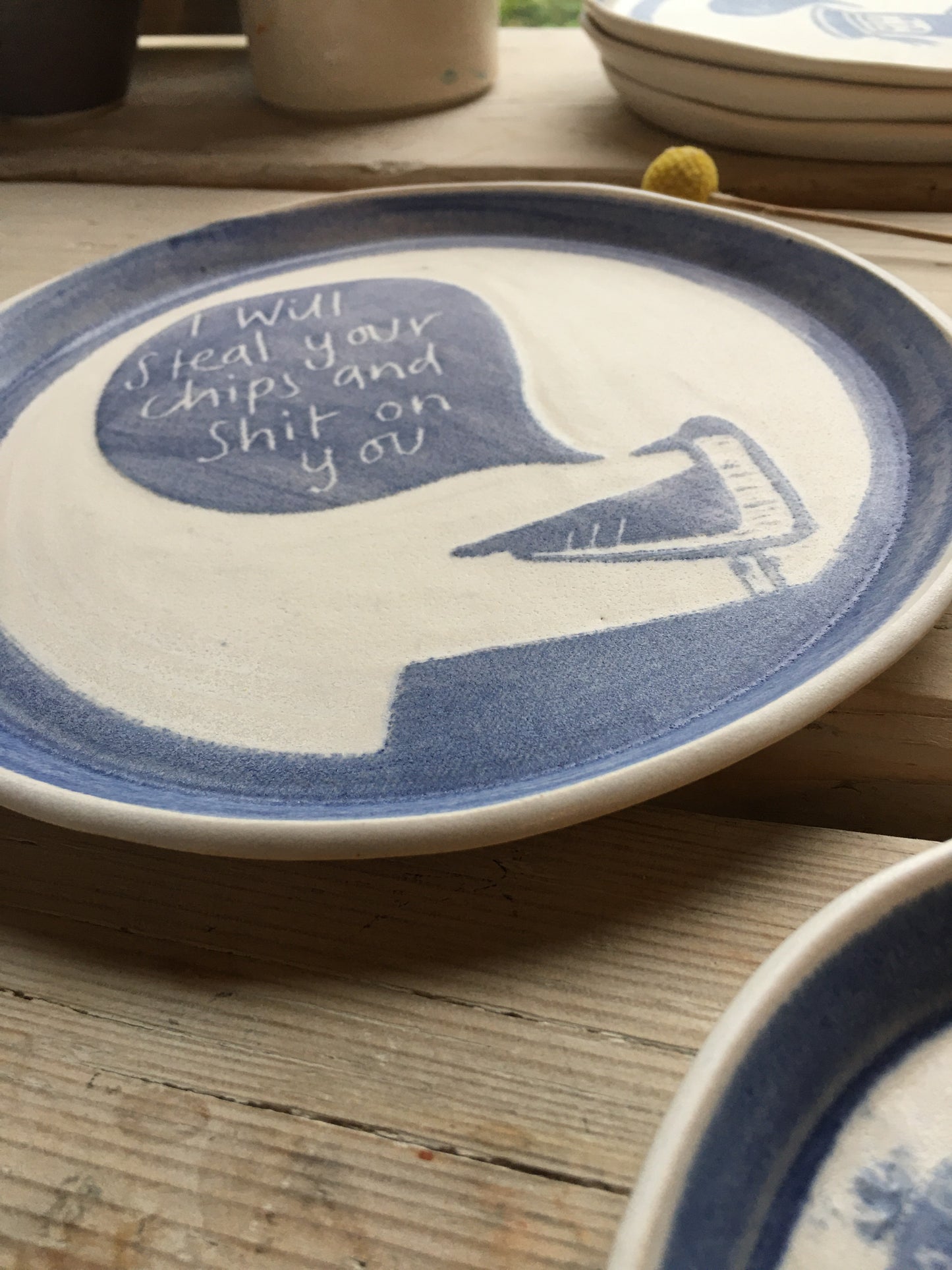 “I will steal your chips and shit on you”  plate